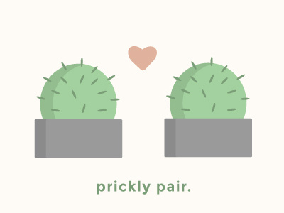 Prickly Pair cacti cactus flat funny heart love pair prickly pun simple valentine valentines