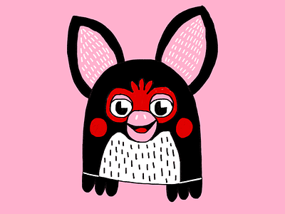 Furby 90s illustration pink red toy