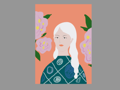 Women with Flowers graphic design illustration