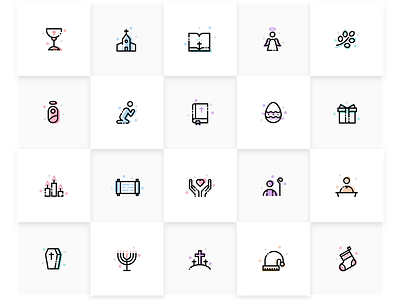 color line icon sets for christianity