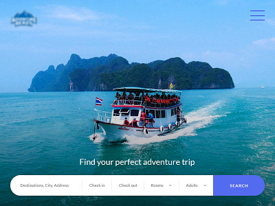 Advanture Trip - Landing Page Design advanture trip landing page design search pannel design