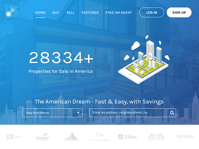 Real Estate creative uiux homepage design isometric illustrations real estate real estate homepage design