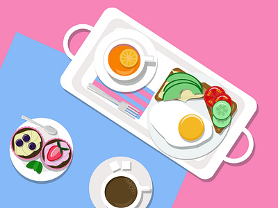 breakfast branding graphic design illustration vector авокадо бутерброд доброе утро завтрак кофе чай яичница
