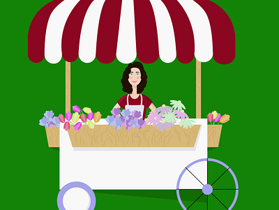 Mobile kiosk with flowers branding design graphic design illustration vector персонаж