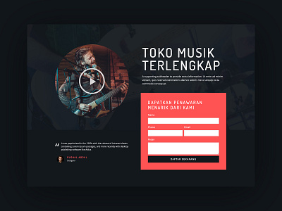 Music Store Landing Page design design elementor templates ui ux web website