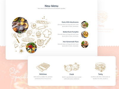 Food Homepage Web Design - other section