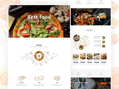 Food Homepage Web Design - Full Page