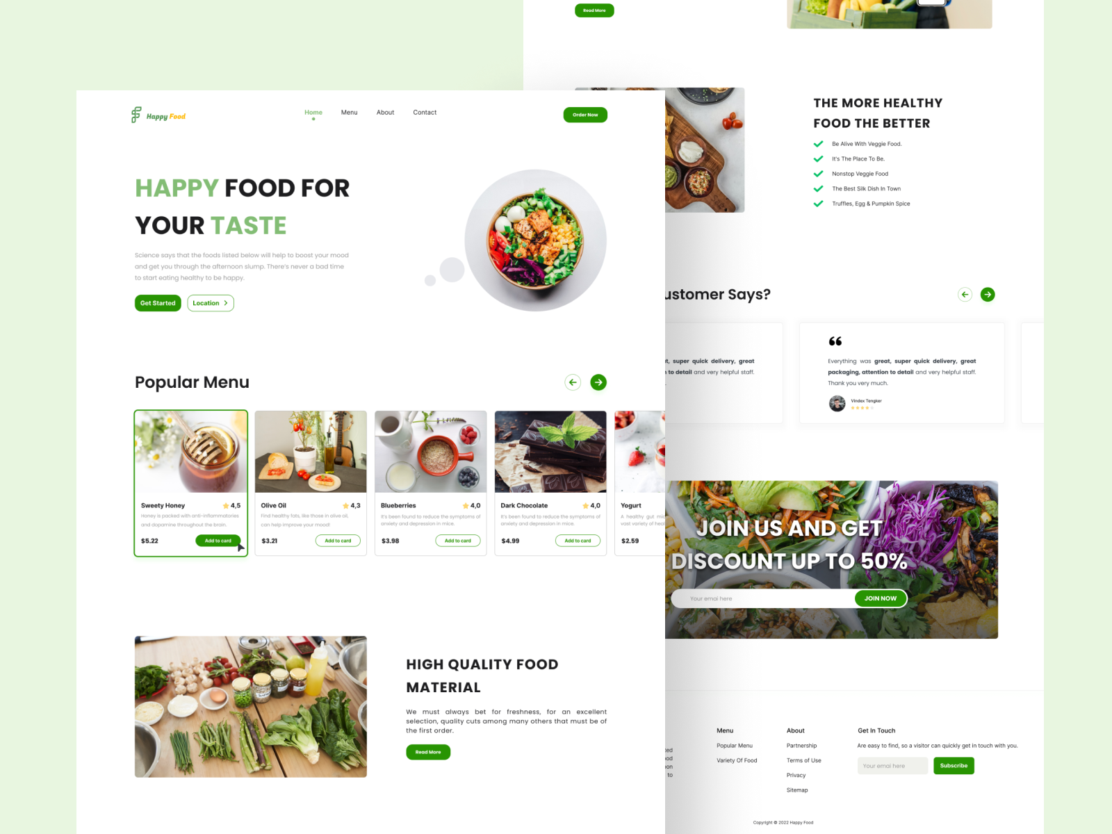 Happy Food - Restaurant Landing Page by Annisa Azrian Permatasari on ...