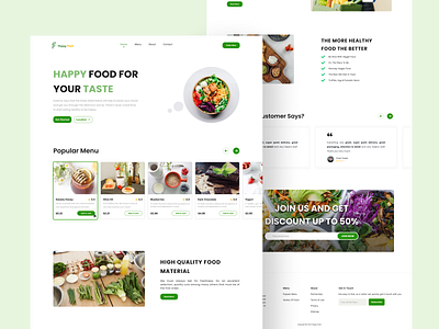 Happy Food - Restaurant Landing Page app branding design graphic design illustration logo typography ui ux vector