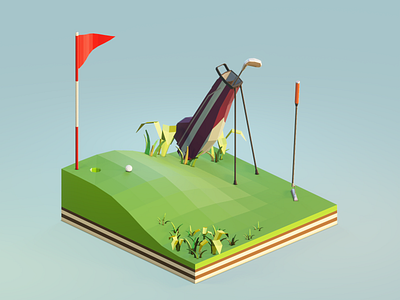 Golf 3d blender golf illustration lowpoly