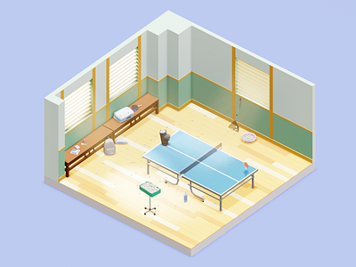 Ping Pong 3d blender illustration lowpoly pingpong table tennis