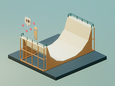 Skate 3d blender illustration lowpoly skate