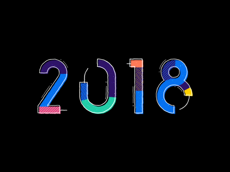 2018 2018 animated typography fireworks happy new year new year typeface typography