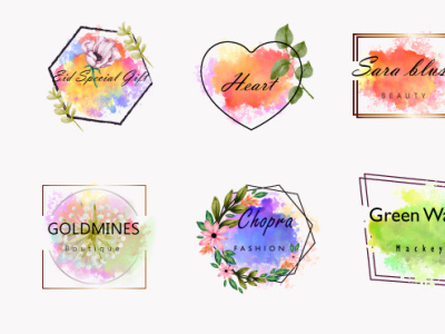 Watercolor feminine beauty parlor logo app branding design icon illustration logo typography vector