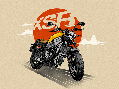 Yamaha XSR Illustration artwork automotive design dusk graphic design illustration logo merchandise motorbike motorclub motorcycle road tshirt design vector yamaha