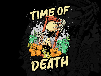 Time of Death artwork clock design floral hand hand skull illustration logo old school logo skull time