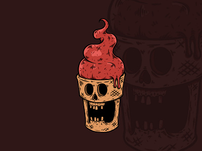 Ice cream monster artwork cone design graphic design ice ice cream ice cream illustration illustration logo merchandise monster skull tshirt design