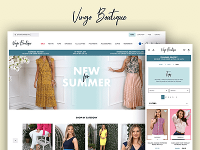 Virgo Boutique Shopify eCommerce Website clothing brand design ecommerce ecommerce design fashion brand shopify shopify plus shopify theme ui design ux design website website design wireframe design wireframing