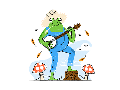 Frog playing banjo