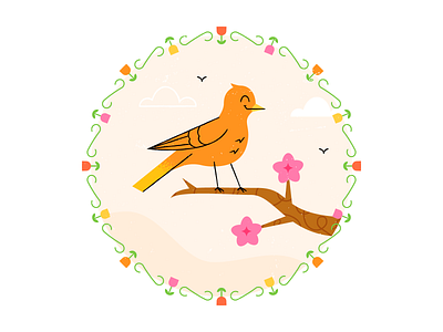 Spring Birdie adobeillustrator art artwork colored design dribbble flat design illustration texture vector