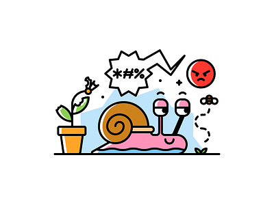 Snail angry art artwork colored dribbble icon outline snail vector