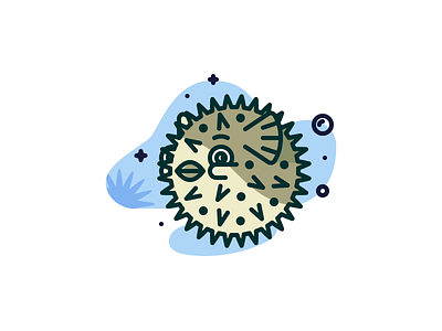 Puffer fish adobeillustrator art artwork colored dribbble grid illustration outline pufferfish vector