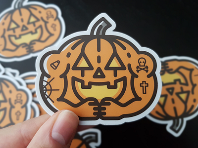 Pumpkin adobeillustrator art artwork colored design dribbble grid illustration outline pumpkin sticker stickermule vector