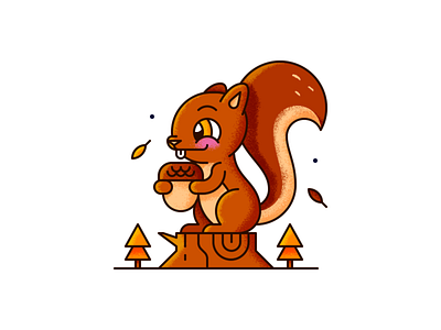 Squirrel adobeillustrator adobephotoshop art artwork colored design dribbble grid illustration outline squirrel texture vector wacom intuos