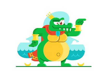 King K Rool adobeillustrator art artwork colored design dribbble flat design grid illustration king king k rool shapes smash bros vector