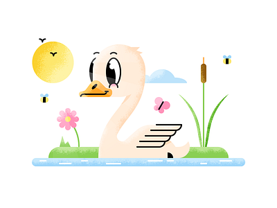 Springswan adobeillustrator art artwork colored design dribbble flat design grid illustration spring swan vector