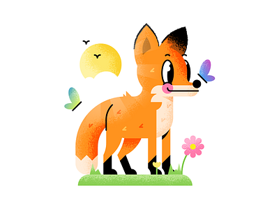 Springfox adobeillustrator adobephotoshop art artwork brushes colored design dribbble flat design fox grid illustration spring texture vector