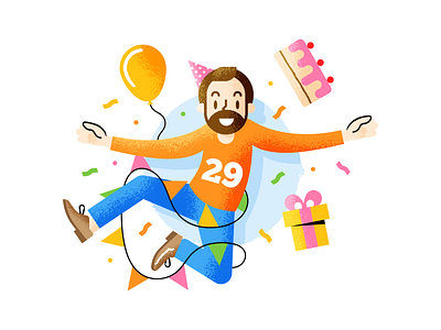 29th birthday adobeillustrator adobephotoshop art artwork birthday brushes colored design dribbble flat design illustration texture vector