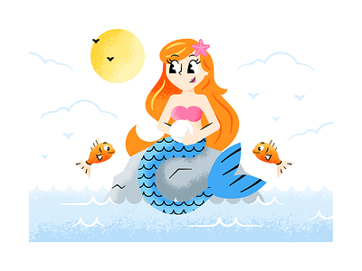 Mermaid adobeillustrator adobephotoshop art artwork brushes colored design dribbble illustration mermaid summer texture vector