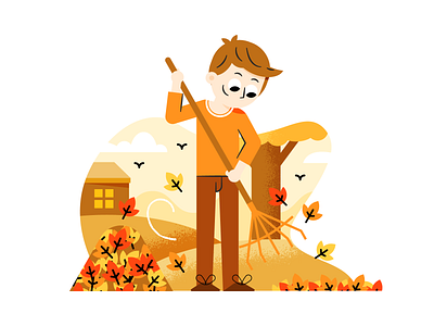 Raking leaves