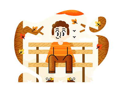 Autumn bench adobeillustrator art artwork colored design dribbble flat design illustration texture vector