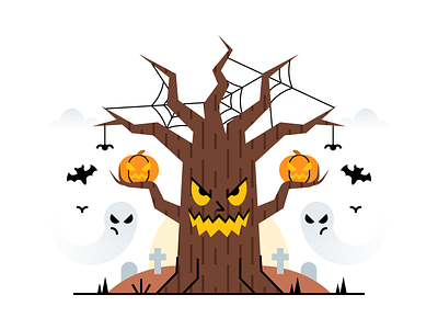 Spooky tree adobeillustrator art artwork colored design dribbble flat design illustration texture vector