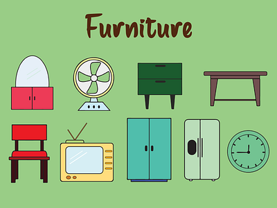 Icon Furniture animation art design graphic design illustrasion illustration logo tracing vector wallpaper