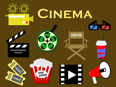 Icon Cinema animation art design graphic design illustrasion illustration logo tracing vector wallpaper