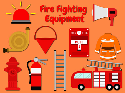 Icon Fire Fighting Equipment animation art design graphic design illustrasion illustration logo tracing vector wallpaper