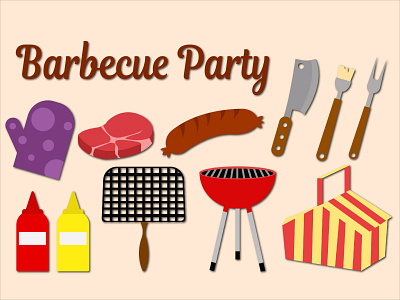 Icon Barbecue Party animation art design graphic design illustrasion illustration logo tracing vector wallpaper