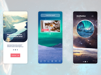 Relaxing app concept - space app calm concept design happiness relaxing ui ux