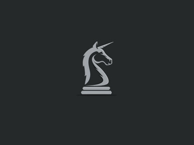 Unicorn animal chess piece horse logo mark minimal. type unicorn