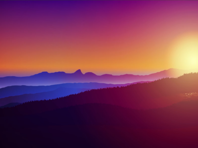 Mountain Sunset art in Adobe Illustrator