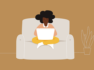 Laptop Lifestyle Illustration afro black diversity girl illustration laptop tech woman women