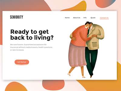 Seniority Insurance UI elderly identity illustration insurance landing page life senior startup ui