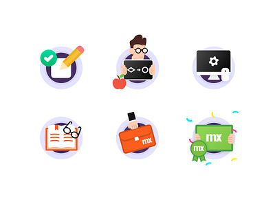 Some educational icons branding flat icon illustration sketch teach ui university ux vector web website