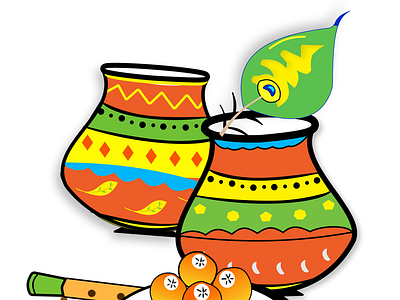 Happy Krishna Janamashtmi Illustration app design graphic design illustration ui vector