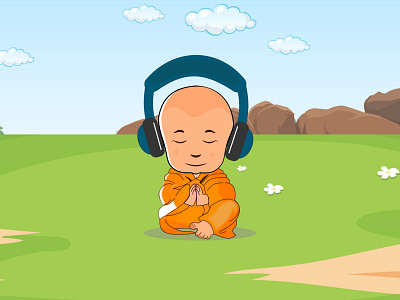 Little Cute Monk design graphic design illustration ui ux vector
