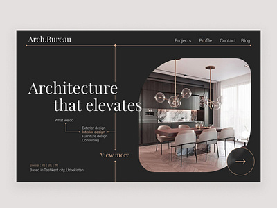 Web design concept of an architectural bureau. architectural bureau dark mode design figma typography ui ux web design web developer