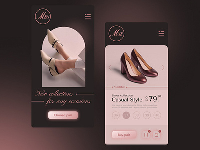 ui & ux design concept of the female shoes